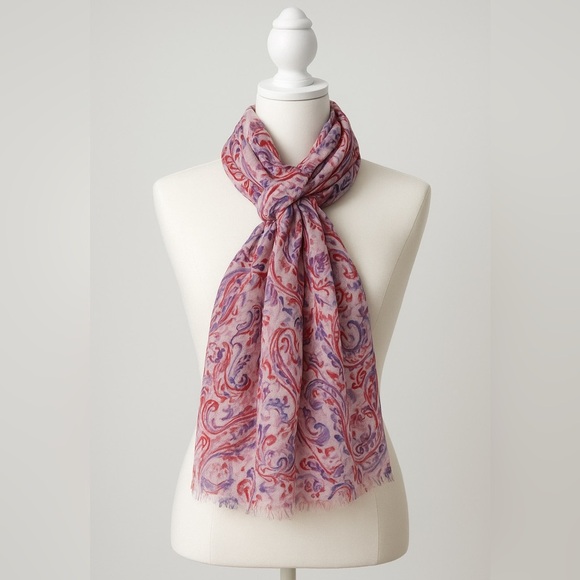Talbots Accessories - Talbots Paisley Scarf in Red and Purple